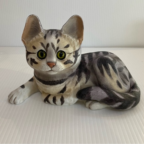 Vintage 1984 Enesco Purebred Pets Grey/black Tabby Kitty By Kathy Wise Figurine - Picture 2 of 11